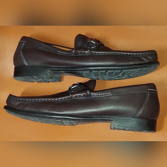 SANTONI 72067 MEN\'S DARK BROWN HORSEBIT SLIP-ON LOAFERS SIZE 10 D MADE IN ITALY main image 9